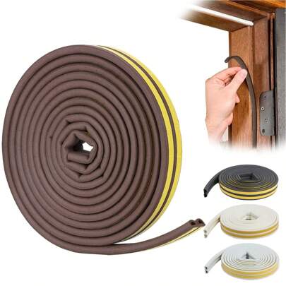 1 Rollo (16,5 pies/5 m) de tiras de sellado de clima para puerta, tiras selladoras aislantes a prueba de clima para puertas y ventanas, tira de sellado autoadhesiva de goma para evitar colisiones