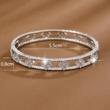 1pc Exquisite Hollowed-Out Flower Design Inlaid Cubic Zirconia Women Bracelet Valentines