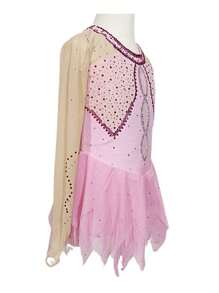 Figure Skating Clothes Adults And Children Customized Pink Long Sleeve Spandex Gauze Performance Dress Competition Training Female Dress Performance Clothing - Pink - View 4