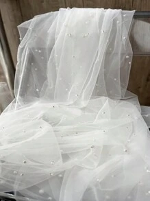 1pc Luxury Pearl Embroidery Bedroom Living Room Curtain - White - View 8