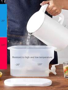 1.6L-3.0L Large Capacity Heat-Resistant Plastic Water Pitcher, Suitable For Making Tea, Juice, Lemonade, Etc. With Faucet And Suitable For Party/Restaurant/Coffee Shop, Homemade Beverage Bottle For Summer - White - View 7