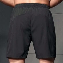 Quần short thể thao nam phong cách bạn trai, quần short chạy bộ bằng lụa lạnh thoáng khí và khô nhanh mùa hè dành cho tập thể dục, điền kinh, luyện tập cầu lông - màu đen - Xem 2