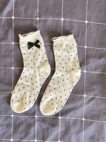 3 đôi tất dài đến giữa bắp chân thời trang dành cho nữ có họa tiết chấm bi, nơ, kẻ sọc và hoa đa năng - Nhiều màu - Xem 6