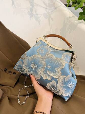Elegant Cheongsam Style Crossbody Bag, Floral Print Shoulder Bag, Perfect For Various Occasions, Women Evening Bag