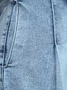 Falda short tableada de mezclilla ajustable denim sexy casual - Azul menta - Ver 3