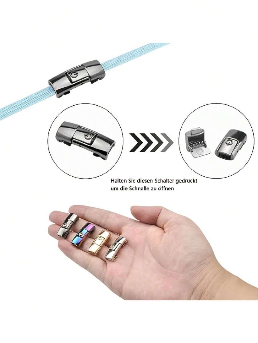 8pcs Shoe Lace Fasteners Shoelaces Without Tie With Metal Closure Lazy