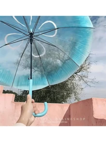 1 Chiếc Ô Trong Suốt In Hình Sứa Có Tay Cầm Dài-Tự Động Mở, Ô Sứa Mơ Mộng, Hoàn Hảo Để Chụp Những Hình Ảnh Đẹp - Màu xanh lam - Xem 2