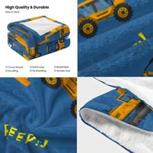1pc Excavator Game Style Flannel Fleece Blanket, Modern Style Polyester Fiber Rectangular Blanket Suitable For Multiple Scenes Use