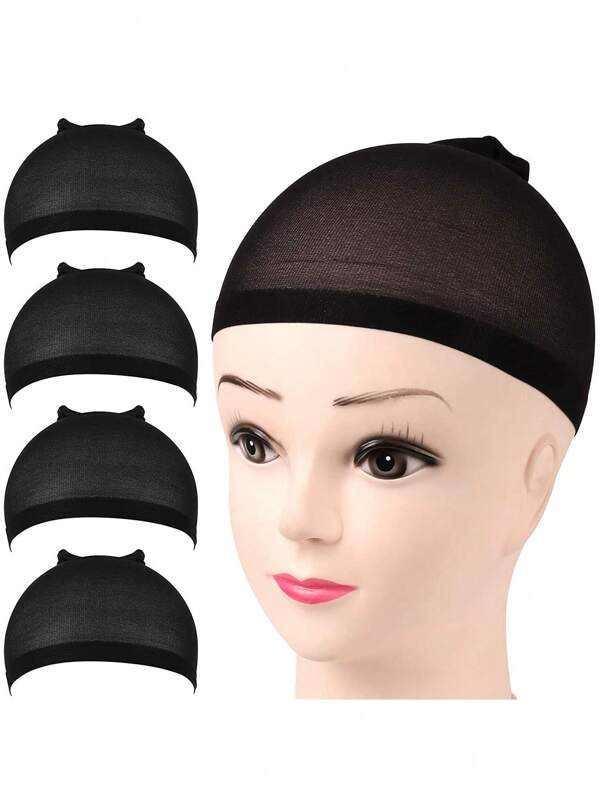 4pcs Natural Breathable Invisible Wig Caps Suitable For Makeup Party And Festival,  Mesh Wig Cap For Making Wig, Elastic & Clear Wig Cap For Men & Women Hair Accessories