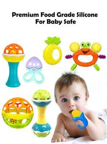 7-Piece Infant Rattle Teether Toys Set, Cute Shape Newborn Gift, Soothe & Develop Intelligence, Festival Gift, Random Color