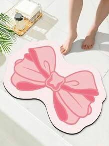 1pc Bathroom Rug Bow Bath Rug Non-Slip Absorbent Bath Mat Bathroom Tub And Shower Home Bathroom Decor Floor Carpet Outdoor Rug Door Mat Fall Decor Bathroom Accessories Back To School Entryway Decor - Pink - View 4