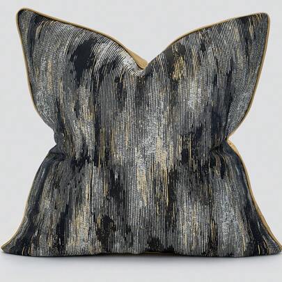 Jacquard Cushion Cover Without Filler, Black Modern Polyester Throw Pillow Case, For Home Sofa, Bed, Office, Car