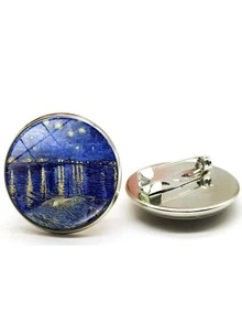 Time Gem Oil Painting Badge, Fashionable Starry Sky Cartoon Brooch, Backpack Decorative Pin, Suitable For Gifts, Classmates, Friends, Teachers, Family, Etc. - Multicolor - View 4