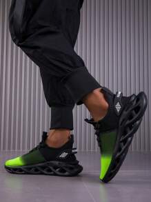 Men's Fashionable Mixed Color Gradient Lace-Up Thick-Soled Sneakers, Comfortable, Lightweight,Breathable, Shock-Absorbing And Wear-Resistant Casual Sneakers, Suitable For Indoor And Outdoor Fitness And Outdoor Sports