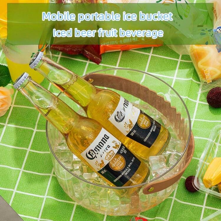 1个装红酒/冰桶啤酒篮，超吸睛透明小冰桶，户外露营冰块桶，野餐水果篮，冰酒/冰桶啤酒篮 - 彩色 - 查看 2
