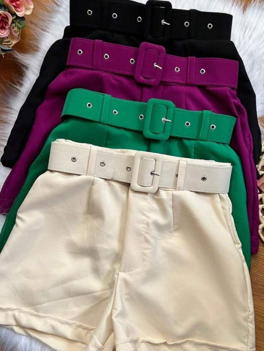 Women Shorts - 米色 - 查看 1