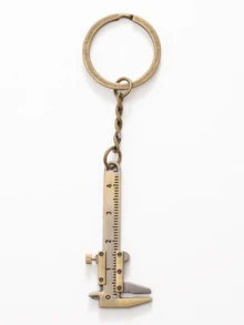 1入組迷你便攜鑰匙扣游標卡尺，測量工具0-40mm，適合給父母和朋友的理想禮物，成為鑰匙、包包和汽車的時尚有趣配飾 - 復古銀色 - 查看 5