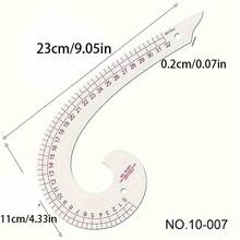 weiqi 1pc 10-006 Tailor's Measurement Ruler, Garment Model And Drawing Ruler, Patchwork, Seam And Hem Measuring Ruler, For Clothing Pattern Making, Cutting And Sewing, Seam Guide Ruler And Sewing Measuring Tool - Clear - View 1