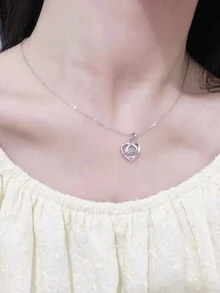 玫瑰皂禮盒項鏈套裝，女士心形愛心吊墜項鏈鑲嵌鋯石，奢華精品設計，適合作為母親、妻子、女友、女兒、朋友的完美禮物，適用於婚禮、情人節、母親節、週年紀念日、生日以及節日 - 愛心項鍊 - 查看 2