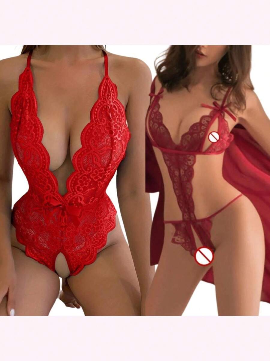 Women Sexy Bodysuits - 紅色 - 查看 1
