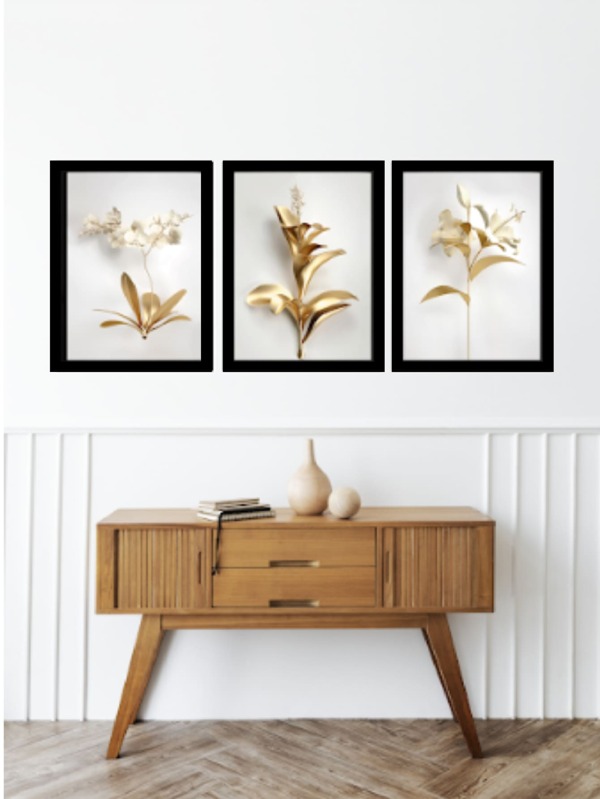 Kit de Quadros Decorativos - Flores Jasmin - Conjunto de 3