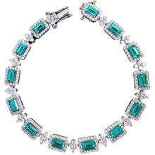 Vòng tay trang sức cưới màu xanh lá cây sang trọng Paraiba Tourmaline mạ vàng trắng - màu xanh lá - Xem 5