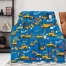 1pc Excavator Game Style Flannel Fleece Blanket, Modern Style Polyester Fiber Rectangular Blanket Suitable For Multiple Scenes Use