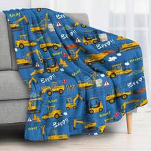 1pc Excavator Game Style Flannel Fleece Blanket, Modern Style Polyester Fiber Rectangular Blanket Suitable For Multiple Scenes Use