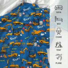 1pc Excavator Game Style Flannel Fleece Blanket, Modern Style Polyester Fiber Rectangular Blanket Suitable For Multiple Scenes Use