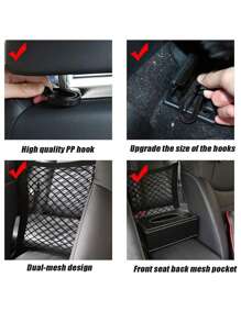 Dog Car Barrier Net With Automatic Retractable Storage Bag, Extendable Pocket For Baby, Universal Fit For Sedan & SUV - Easy Installation, Provides In-Car Partition For Child And Pet Driving - Black - View 7