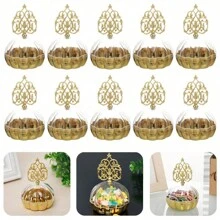6入組金色透明塑膠婚禮糖果盒，派對糖果禮盒，禮品珠寶收納容器 - 彩色 - 查看 1