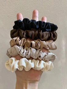 5 chiếc Dây buộc tóc bằng vải satin mềm mượt màu trắng/đen/nâu thời trang dành cho nữ, có cảm giác cao cấp, thiết kế trang nhã và tối giản, dây buộc tóc màu trơn Thích hợp để tạo kiểu tóc hàng ngày/ngoài trời/giải trí/tiệc tùng/đi làm/kỳ nghỉ, rửa mặt/tắm/ Trang điểm, quần áo và phụ kiện phù hợp - Nhiều màu - Xem 1