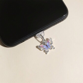 Elegant Rhinestone Butterfly Dust Plug - Universal Port Protection Compatible With IPhone & Type-C Devices