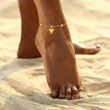 1 Vòng chân "tình yêu" kiểu dáng đơn giản, được làm bằng thép không gỉ mạ vàng 18K và thép titan, không thấm nước và không gây dị ứng, dây đeo mắt cá chân gợi cảm không phai màu để đeo hàng ngày và đi nghỉ, một món trang sức/quà tặng cơ thể cho bàn chân - Vàng - Xem 4