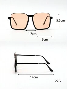 1pc Unisex Rectangular Fashion Glasses With Upside-Down Eyebrow Design, Fashionable And For Street Style - Multicolor - View 5