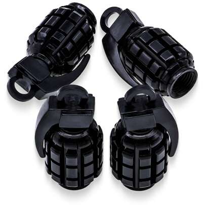 ROJEMXVE 4 Nắp Thân Van Lốp Lựu Đạn Màu Đen, Nắp Van Lốp Xe Bằng Thép Không Gỉ Nắp Van Bánh Xe Cho Ô Tô/Xe Tải/SUV/Xe Máy/Xe Đạp