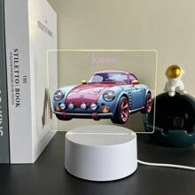 ضوء ليلي LED برؤية ثلاثية الأبعاد وخفة إنشائية بعنوان مخصص وهدية سيارة أنيقة وإضاءة دافئة/  تفاصيل , هدية عيد ميلاد أو هدية زفاف أو هدية عائلية وصديقة للصبيان والبنات وديكور المنزل أو مصباح مكتبي ليلي