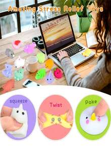 Juego de 12pcs de Juguetes Mini Squishy con Animales y Buns, Variedad de Estilos, Juguetes de Alivio del Estrés, Detalles para Fiestas, Color Aleatorio - Multicolor - Ver 11