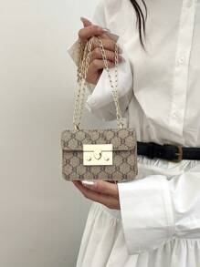 Bolso clásico de mujer con cierre de hardware dorado, bolso pequeño elegante, bolso bandolera vintage con cadena floral (apto para mujeres, bolso decorativo, retro a juego con todo)