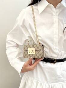 Bolso clásico de mujer con cierre de hardware dorado, bolso pequeño elegante, bolso bandolera vintage con cadena floral (apto para mujeres, bolso decorativo, retro a juego con todo)