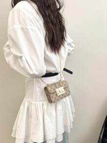 Bolso clásico de mujer con cierre de hardware dorado, bolso pequeño elegante, bolso bandolera vintage con cadena floral (apto para mujeres, bolso decorativo, retro a juego con todo)