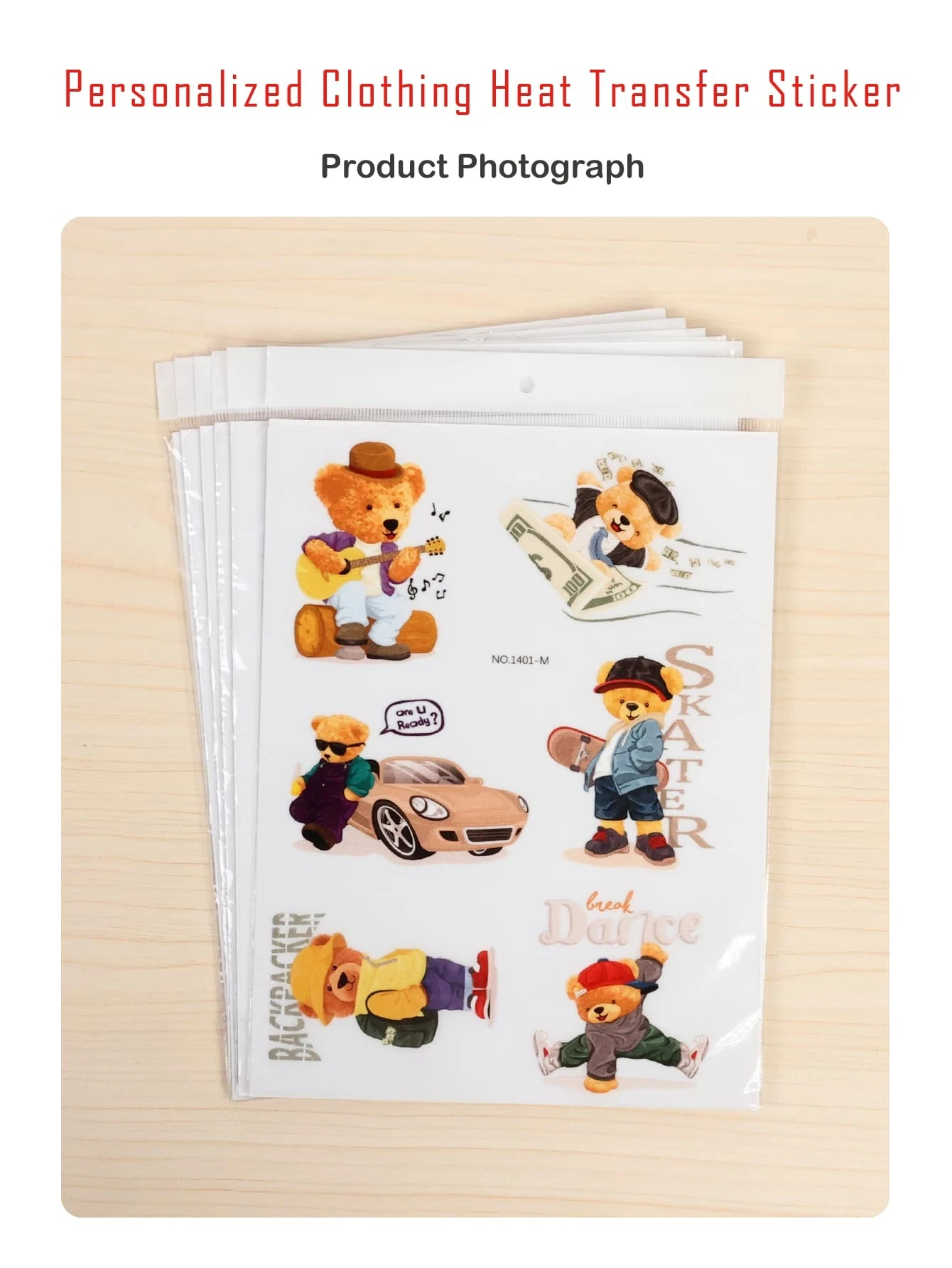 1 Sheet Of 6 Adorable Little Bears DIY Transfer Stickers For