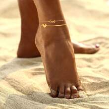 1 Vòng chân "tình yêu" kiểu dáng đơn giản, được làm bằng thép không gỉ mạ vàng 18K và thép titan, không thấm nước và không gây dị ứng, dây đeo mắt cá chân gợi cảm không phai màu để đeo hàng ngày và đi nghỉ, một món trang sức/quà tặng cơ thể cho bàn chân - Vàng - Xem 2