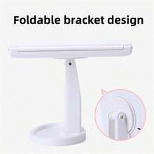 Desktop Tri-Fold LED Vanity Mirror With 22 Lights, USB Charging, 2X/3X Magnification, Ivory White - Pink - View 6