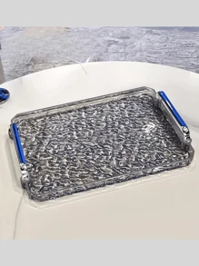 1pc Clear Glacier Ripple Shallow Tray For Towel, Bath & Makeup Products, Vanity, Storage Tray For Small Items - White - View 5