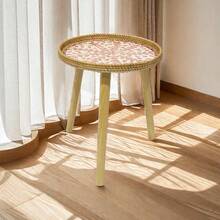 Nordic Style Woven Rattan Shell Decoration Round Side Table For Sofa / Small Coffee Table - Multicolor - View 5