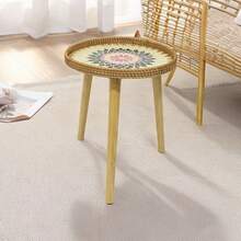 Nordic Style Woven Rattan Shell Decoration Round Side Table For Sofa / Small Coffee Table - Multicolor - View 6