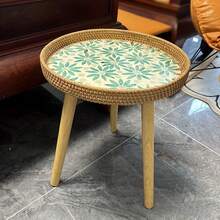 Nordic Style Woven Rattan Shell Decoration Round Side Table For Sofa / Small Coffee Table - Multicolor - View 3