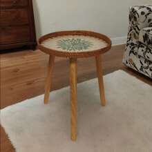 Nordic Style Woven Rattan Shell Decoration Round Side Table For Sofa / Small Coffee Table - Multicolor - View 7