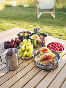 DesertFox 8pcs Stainless Steel Camping Cookware Set, Outdoor Cooking Set With Portable Bowls, Pot, Utensils, And Grill For Trekking And Hiking - Stainless Steel Original Color - View 6